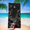 Dunkles Blumenmond-Print Strandtuch - Super saugfähige, schnell trocknende Mikrofaser, Sternennacht-Muster Decke für Picknick & Outdoor