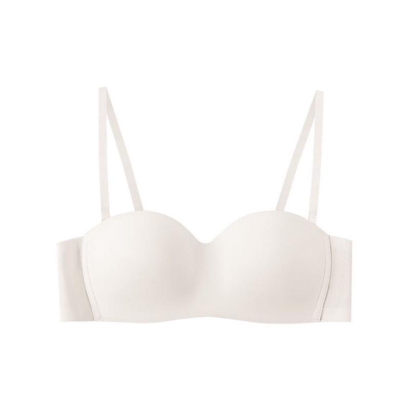 Women's Seamless Wire-Free Bandeau Bra with Detachable Straps, Anti-Slip Support, and Beautiful Back Design