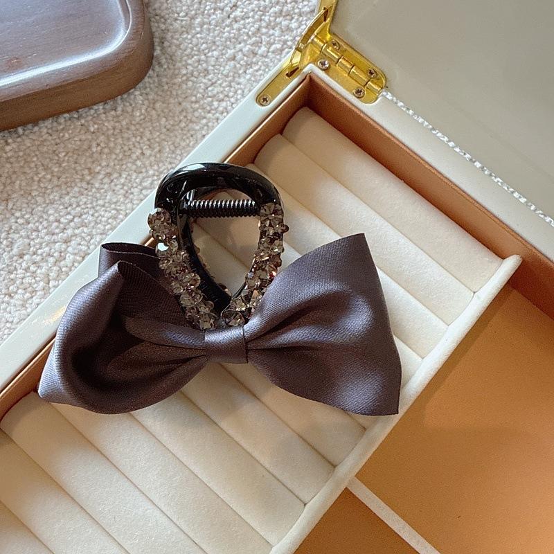 

Роскошный атласный бант, хрустальный зажим для волос, элегантный блестящий зажим-акула для женщин, заколки для волос для женщин, идеальный подарок на День матери