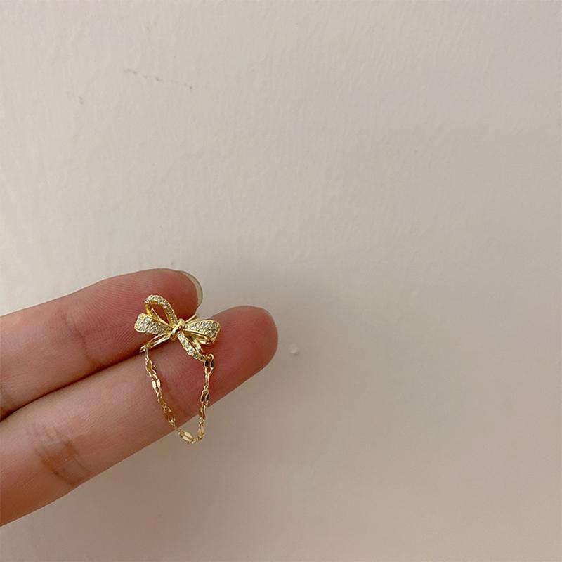 

ANENJERY Золотой Серебряный Цвет 1 шт. Серьги с кисточками в виде бантика для женщин Клипса для козелка уха Элегантные Нишевые Сладкие Ювелирные Изделия Подарки Оптом золотой