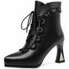 New autumn and winter soft leather new versatile leather boots women's boots retro high heel square heel strap fashion boots women