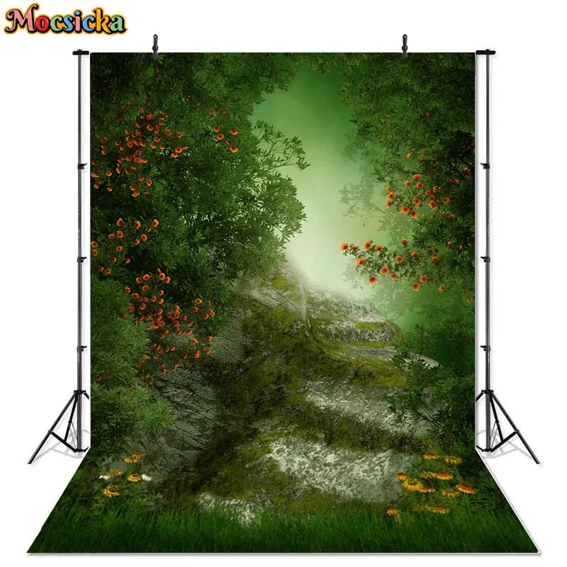 Spring Photography Backdrop Easter Grass Forest Fairyland Fairy Kids Baby Cake Smash Portrait Background Photo Studio Photophone