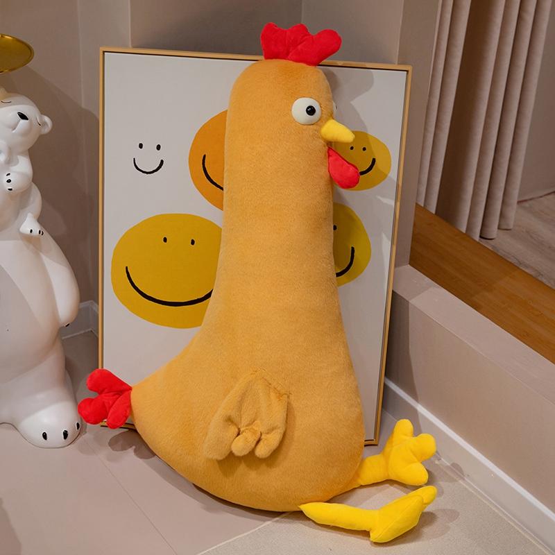 Giant Size Kawaii Stuffed Long Chicken Plush Pillow Bed Backrest Sleeping Cushion Dolls Home Decoration Birthday Gift for Friend