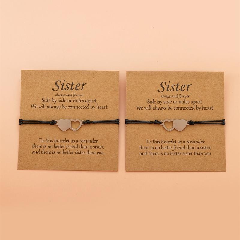 Sisters Card Bracelet 2-piece Set European and American Creative Stainless Steel Heart-shaped Good Friend Bracelet