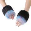 Fingerless Rainbow Fleece Gloves For Winter Soft Plush Warmth Unisex Design Colorful Bear Cosplay