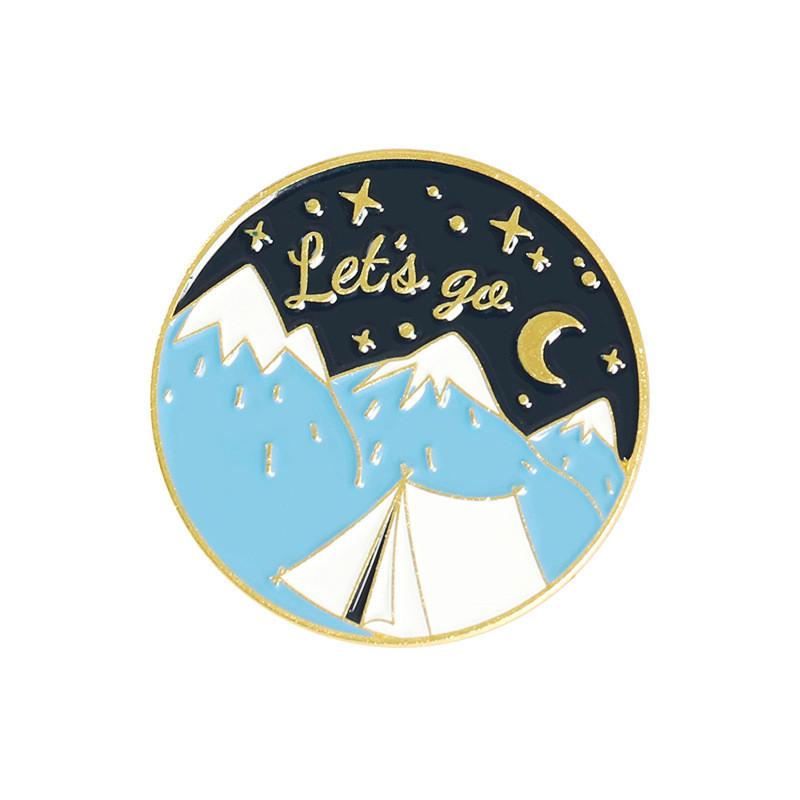 Creative Scenic Pattern Brooch Featuring Cartoon Peaks And Pine Trees In Vibrant Colors