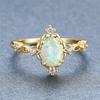 Charm Gold Silver Color Wedding Ring White Opal Oval Stone Engagement Ring Cute Female Blue Green Purple Crystal Rings For Women