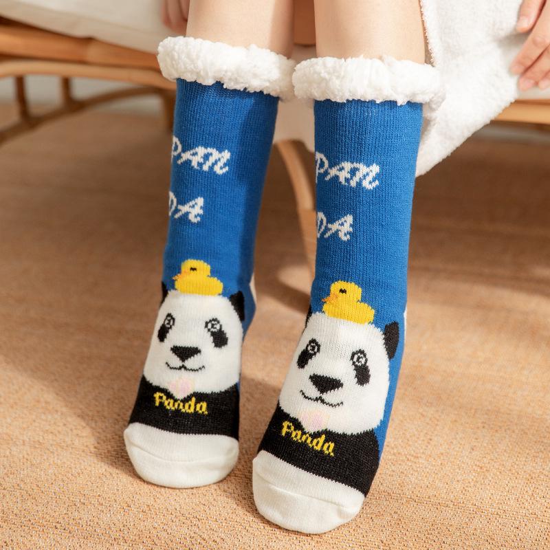 "Women's Plush Coral Fleece Christmas Socks - Cozy Winter Sleep & Carpet Leg Warmers"