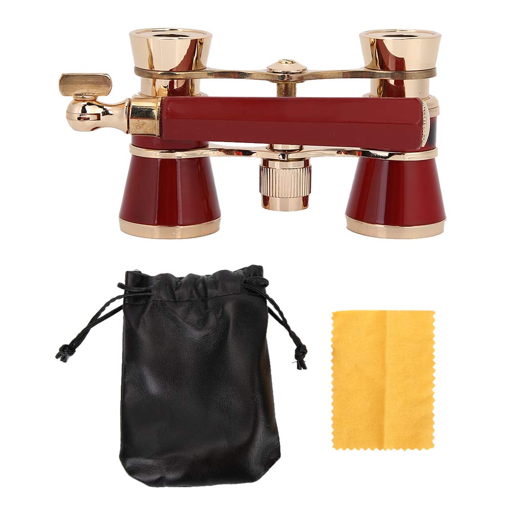 Opera Binoculars, 3x25 Central Focus Opera Glasses with BAK-7 Prism and Handles for Adults, Concerts, Theater, Opera, Children, and Women (Reddish