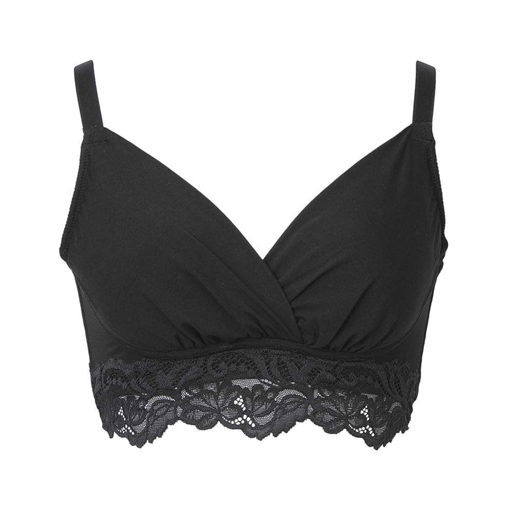 

Bradelis New York Wireless Cotton Blend Stretch Hybrid Heart Cup Size LL Shapewear, Bra, 25, Black, чёрный