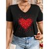 Plus Size Heart Design Pattern Printed T-shirts Summer Fashionable High Quality Short Sleeved