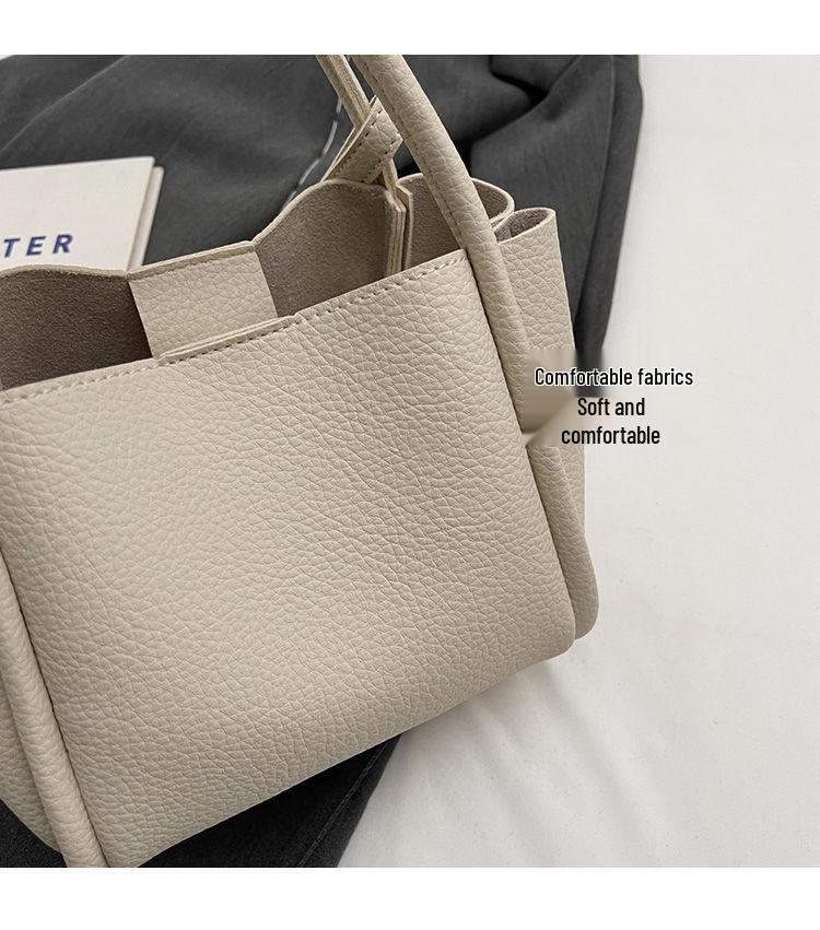 High-End Korean Style Women's Solid Color Basket Bucket Crossbody Handbag - 2025 