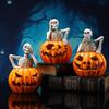 Glowing Design Halloween Skeleton Figurine Resin Craft LED Pumpkin Skull Light  Outdoor Yard