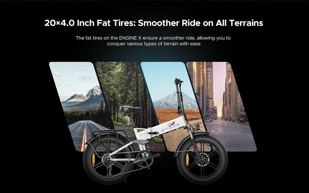ENGWE Engine X Off-Road E-Bike – 250W Motor, 120km Range, 20x4.0 Wide Tyres and Shimano 7-speed Gearbox for City and Off-road Riding