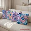 2D Heart-Shaped Stars Cosmic Pattern Pillow Covers Pattern Cushion Cover Suitable For Sofa Bedroom Car Pillow Cover