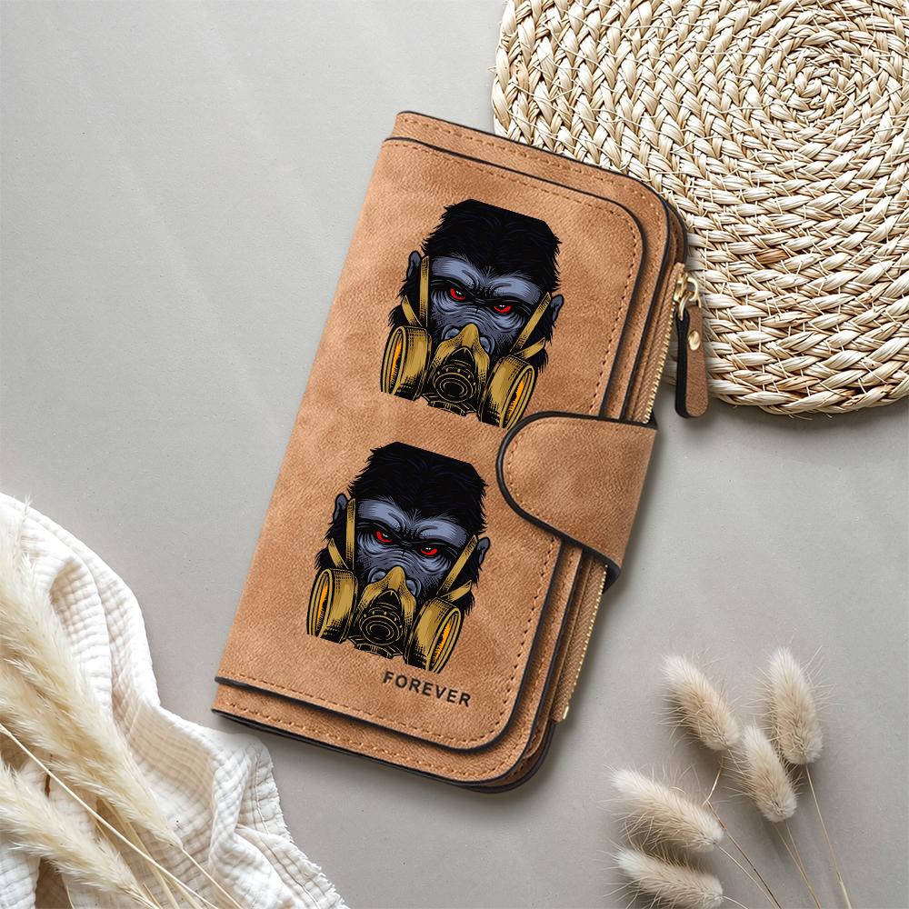 Cool Gorilla Print Long Wallet Forever Fashion Card Holder Purse for Daily Use