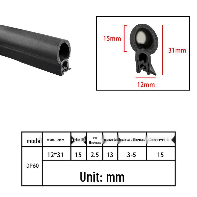 U-Shaped Rubber Steel-Backed Sealing Strip for Car Doors and Cabinets