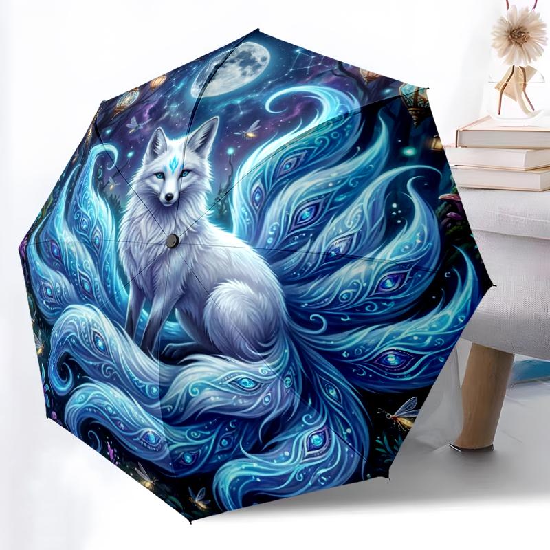 

1pc Sturdy 8-Bone Auto Umbrella, Mystic Monkey Glow Umbrella, Digital Printed, Foldable Umbrella for On-the-Go Outdoor Use