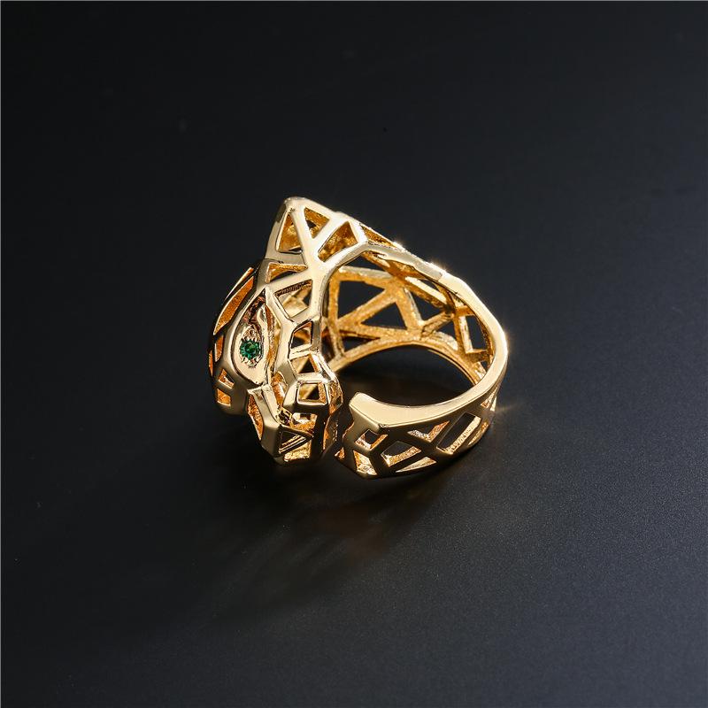 18K Gold Plated Punk-Style Leopard Ring: Adjustable Hip Hop Jewelry