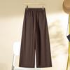Spring 2025 Casual Plus Size Wide Leg High Waist Pants, Thin Drapey Summer Style, Khaki & Black