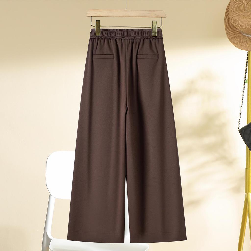 Spring 2025 Casual Plus Size Wide Leg High Waist Pants, Thin Drapey Summer Style, Khaki & Black