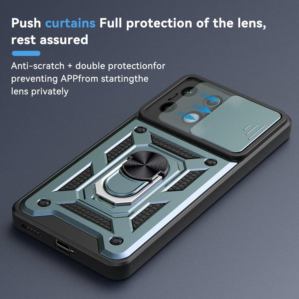 For Xiaomi Mi Poco X6 X5 Pro Camera Shockproof Armor Case For Poco X5 X6 CASES Car Magnetic Holder Ring Protect Cover