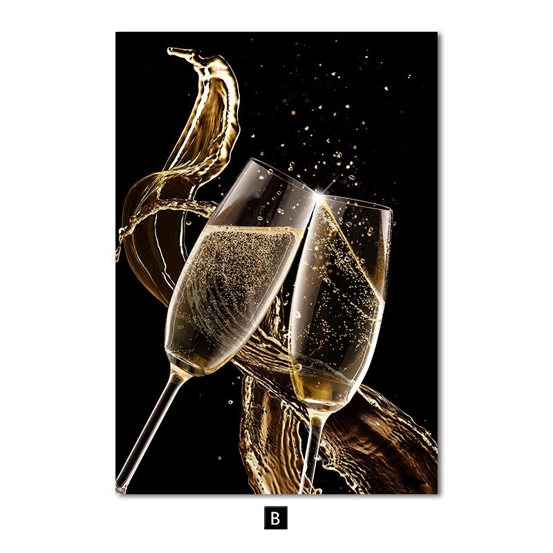 Black Golden Flower Glass Canvas Poster Print Abstract Wall Art Painting Modern Home Decor Nordic Living Room Decoration Picture