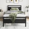 Bed Frame 90x200 Cm Made of Metal & Wood – Stable Single Bed with Slatted Frame & Storage, Guest Bed/Youth Bed