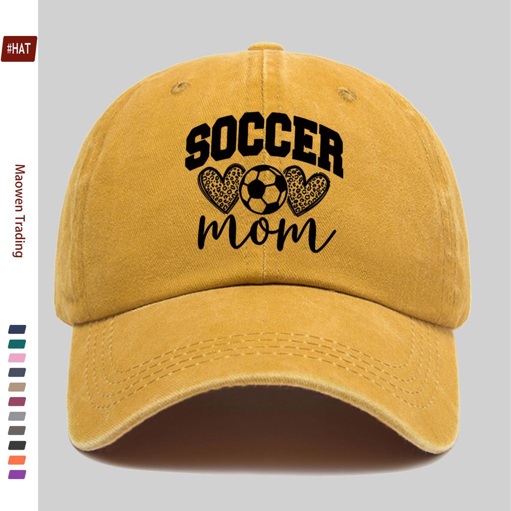 pc pcs Soccer Mom Baseball Cap with Football Print Heart Design Adjustable Trucker Hat Suitable for Women Men Lightweig