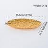 Elliptical Fruit Plate, European-Style Exquisitely Carved Hammer Texture Metal Cake Tray, Home Dessert Snack Plate Decoration
