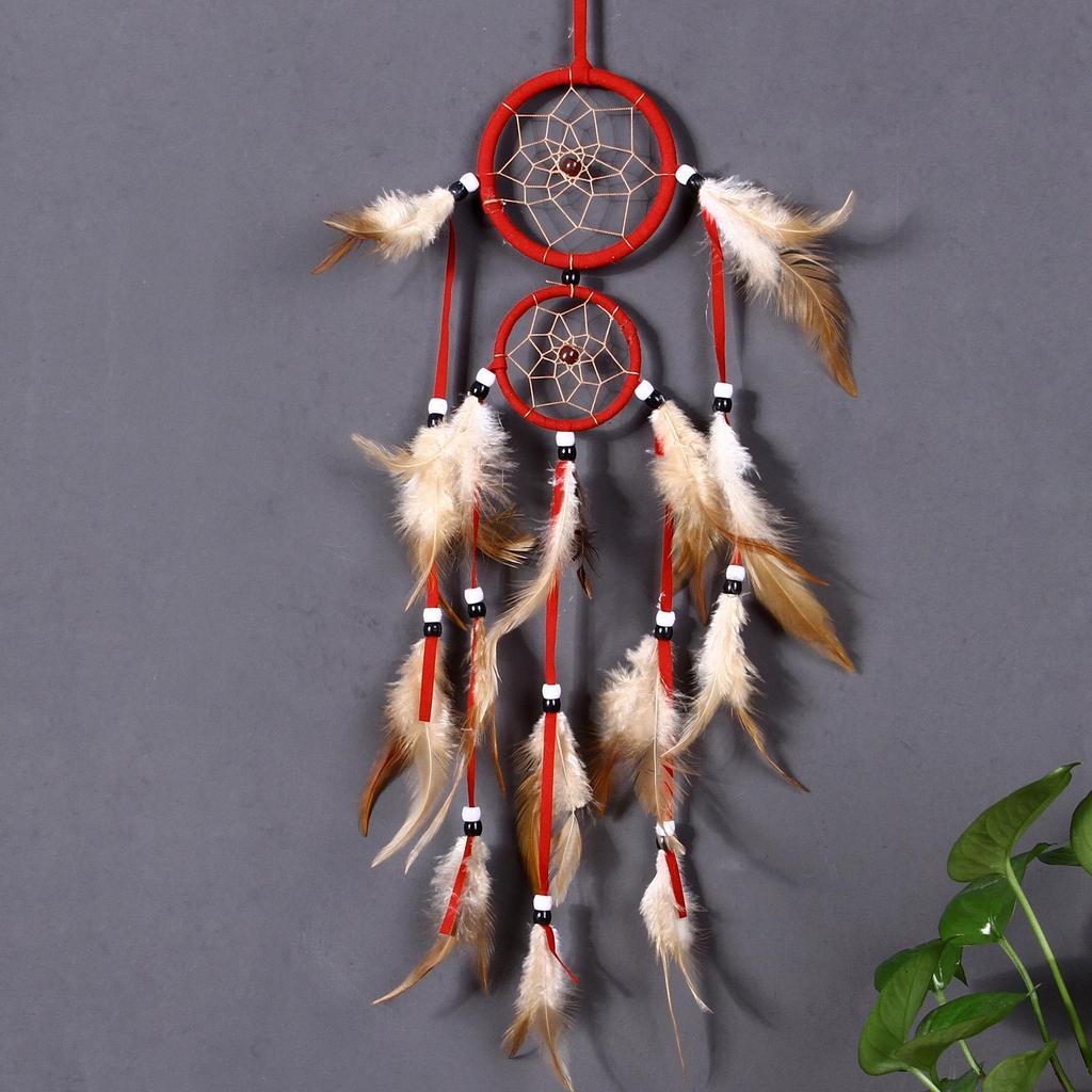 Indian Dream Catcher Ornament with Double Rings – Wind Chime Wall Decoration
