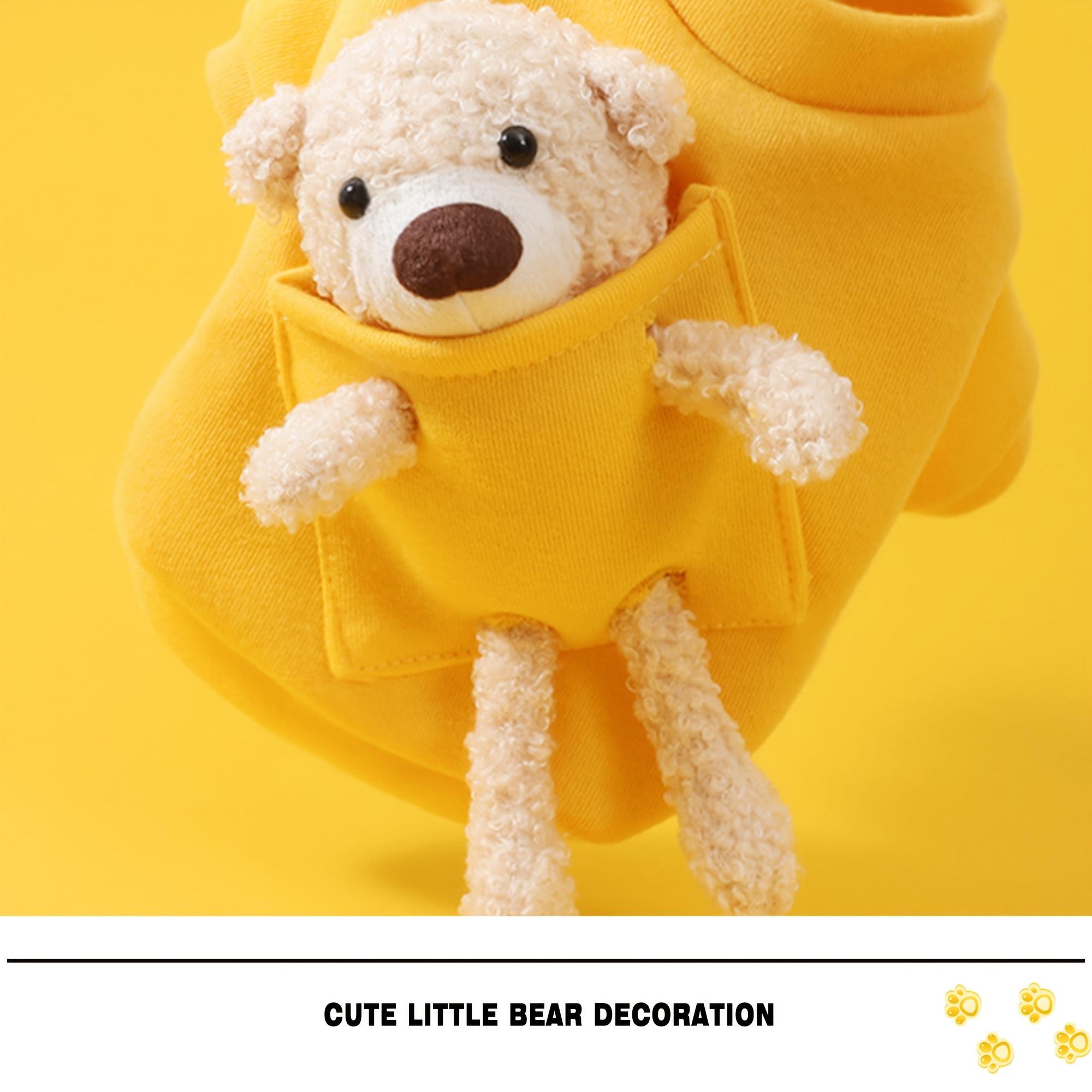 

Comfortable Dog Hoodie with Fleece Lining Dog Clothing Set, Dog Costumes and Dresses, Featuring Adorable Pocket Bear Dolls, Universal Pet Sweatshirt M жёлтый