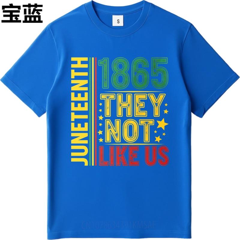 Unisexs tshirt Cotton Shirt Black Summer For Him Tshirt Juneteenth 1865 They Not Like Us Short Sleeve Solid Color ONeck Tees