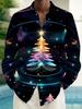 Eye-catching lightning galaxy print long-sleeve shirt, trendy casual style.