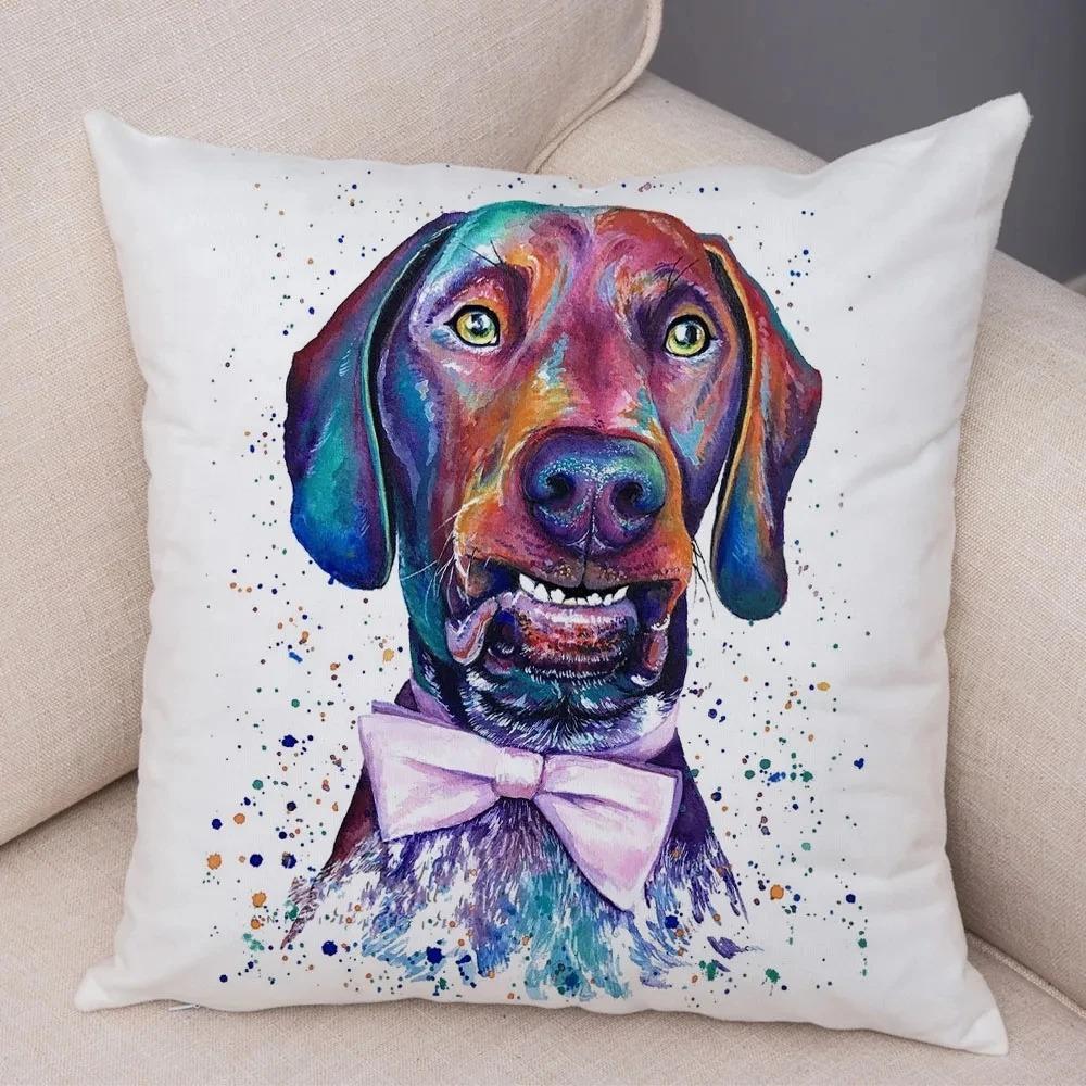 Cute Watercolor Pet Dog Pattern Pillowcase Car Ornaments Office Living Room Sofa Home Pillowcase