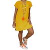 Summer Loose Short Sleeve V-neck Short Dress Women Plus Size Fashion Elegant Thin Party Casual A-line Dress Female Simple Solid Color Women's Clothing