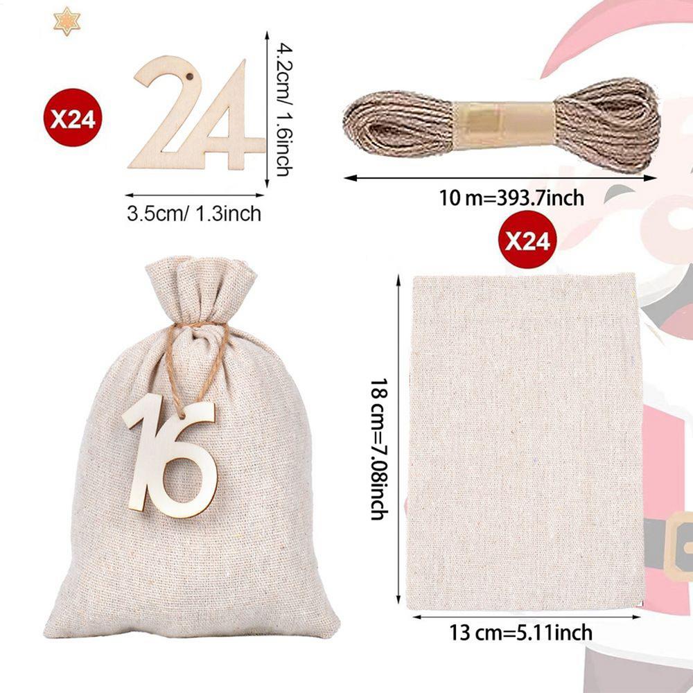 

Christmas Bag Advent With Numbers Reusable Pouches Countdown Calendar Sacks Advent Christmas Decorations for Adults Kids Lovers 1813cm белый