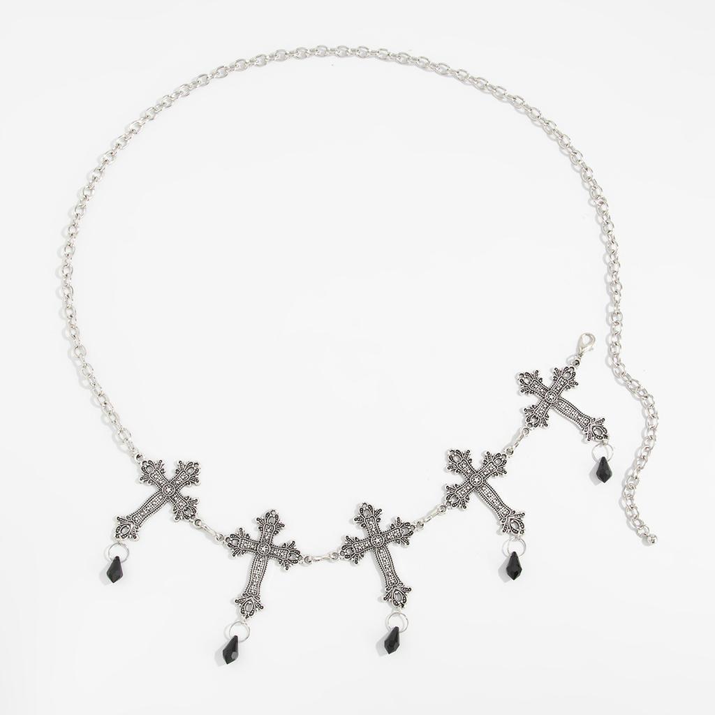 Gothic Cross Adjustable Y2K Belt Waist Chain for Women Vintage Skirt Waistband Body Jewelry Gifts