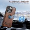 SUTENI G2 For iPhone 15 Pro Magnetic Case Litchi Texture Leather+TPU Cover with Kickstand