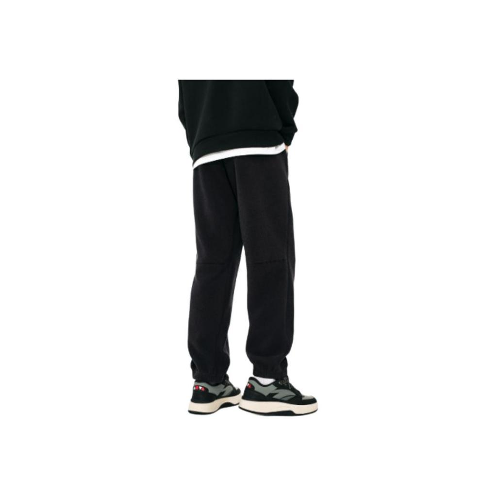 Anta Comfortable Casual Fleece Knit Sports Pants Men bottoms Basic-Black 952447305-4