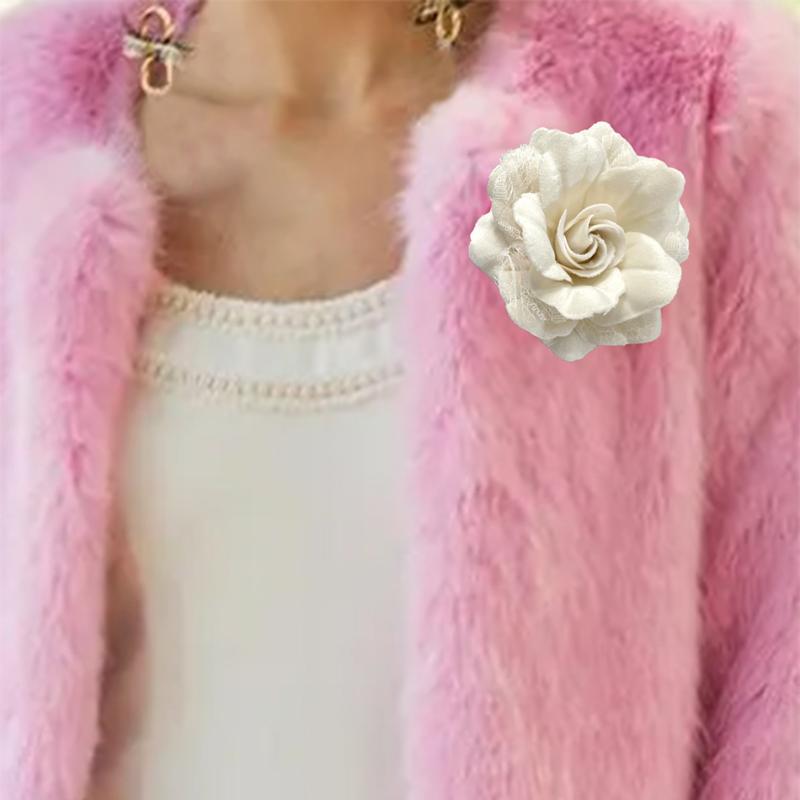 Retro Czarny Aksamitny Broszka Kamelia Broszka Żałobna Damska Koszula Krawat Corsage Ubrania Biżuteria Akcesoria Odzieżowe