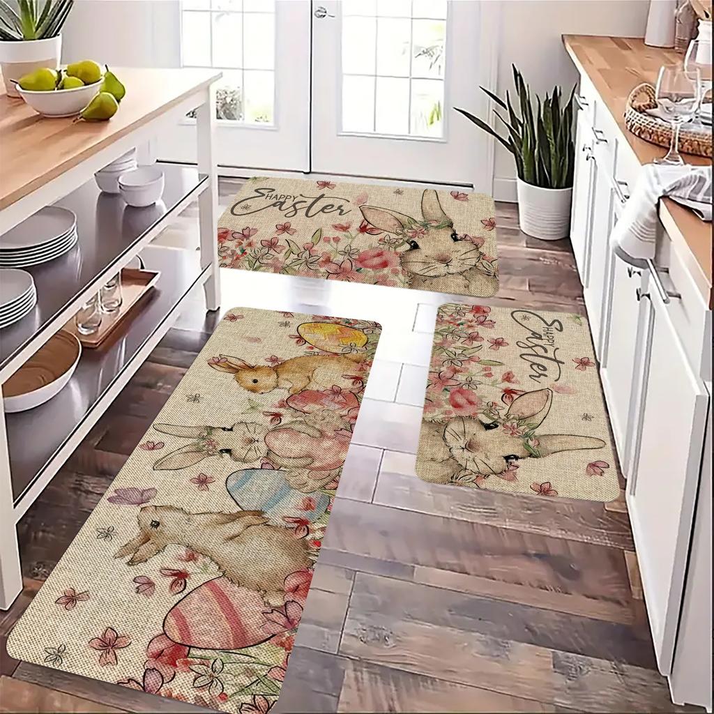1Pcs Rabbit Anti Fatigue Kitchen Rugs Waterproof Non-Slip Thick Cushioned Kitchen Mat Heavy Duty Comfort Standing Mat for Kitchen