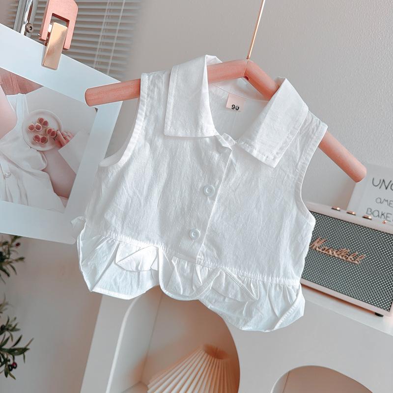 Girls' Set Summer Design Sleeveless Shirt Wide Leg Pants Two-piece Set for Baby Girls