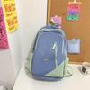 Color Blocked Simple Letter Decor Student Casual Backpack For Use School