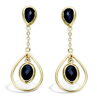 [L7655] - Gold Plated 'Sissi' Black Gold Earrings - 30x13 Mm