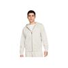 Solo Swoosh Solid Fleece Full-Length Zip-Up Hooded Jacket Men Jackets Light-Bone White DR0403-072
