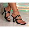 Fashion New Style Popular Gemstone Sexy and Fashionable Wine Glasses and Luxury Square-toed High-heeled Sandals for Women's Slippers