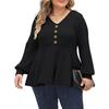 Women's Tops Plus Size Women's Babydoll Top V-Neck Pierced Fleece  Sleeve T-Shirt   Decorated Top