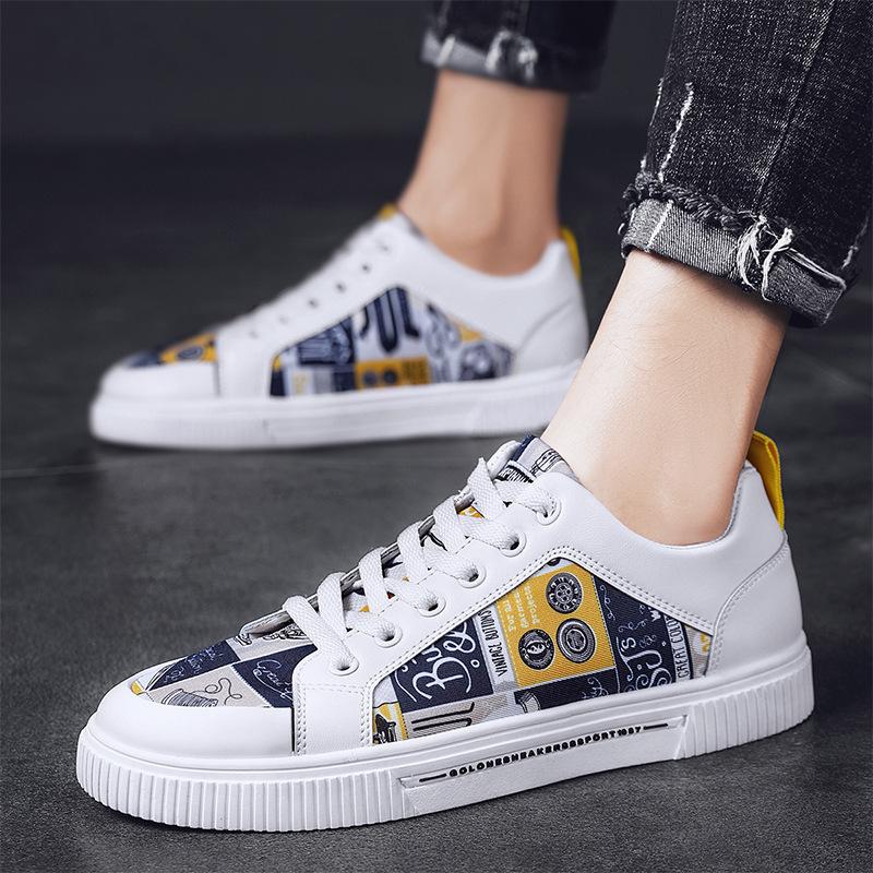 hot new men's vulcanized shoes flat casual shoes graffiti skate shoes fashion trend comfortable outdoor sports men's shoes