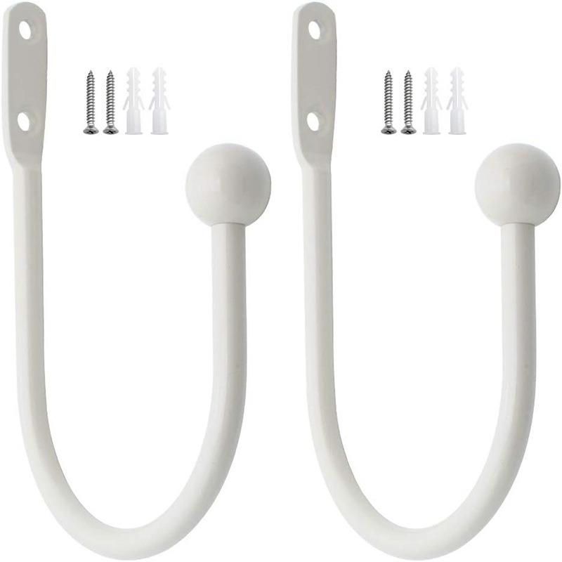 2SETS curtain accessories, curtain white large curved hook, curtain aluminum alloy bracket hook